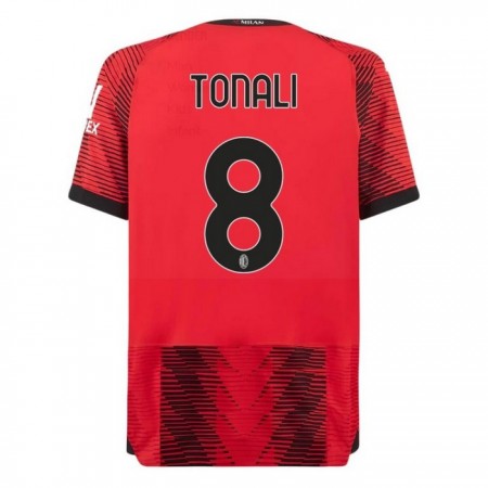 Koszulka AC Milan Tonali 8 Domowe 2023-24 Koszulki Piłkarskie Krótki Rękaw
